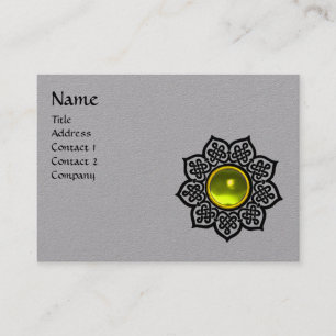 BLACK CELTIC FLOWER GULT TOPAZ GEM MONOGRAM Grått Visitkort