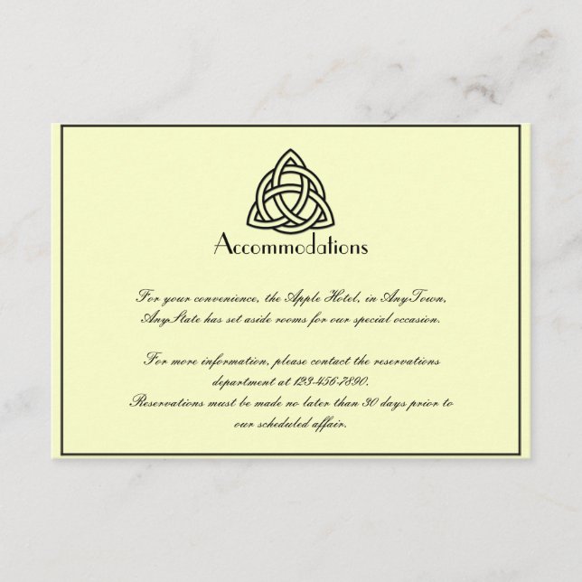 Black Celtic Knot Bröllop Infoga Tilläggskort (Framsida)