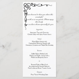 Black Celtic Knot Corner Vine Bröllop Menu Meny