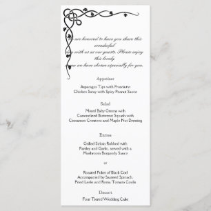 Black Celtic Knot Corner Vine Bröllop Menu Meny