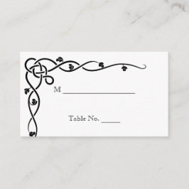 Black Celtic Knot Corner Vine Bröllop Place Cards Placeringskort