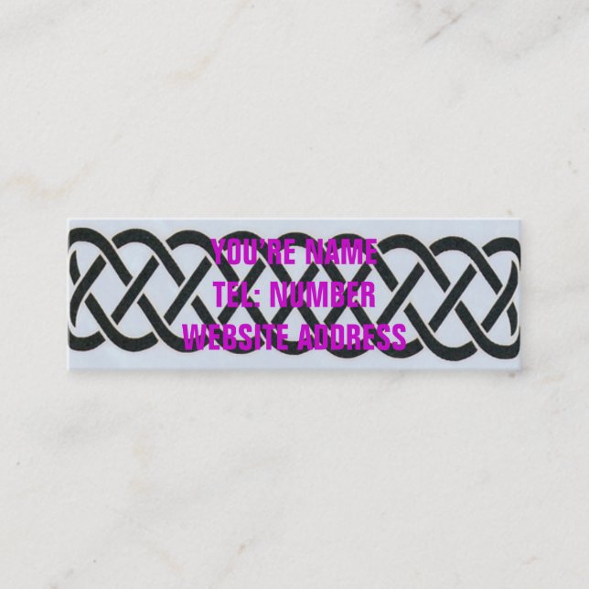 Black Celtic Knot on White Mini Visitkort (Framsida)
