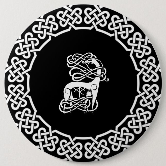 Black Celtic/Nordic hjort Knapp (Framsida)