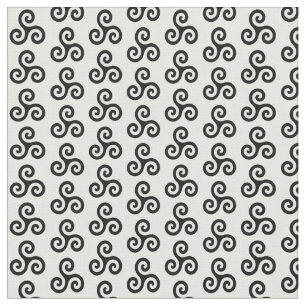 Black Celtic Triple Spiral Triskele på White Tyg