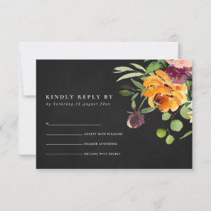 BLACK CHACKBOARD GULT ORANGE BLOMMIGT OSA KORT