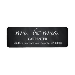 Black Chalk Board Mr. & Mrs Returadress Etikett