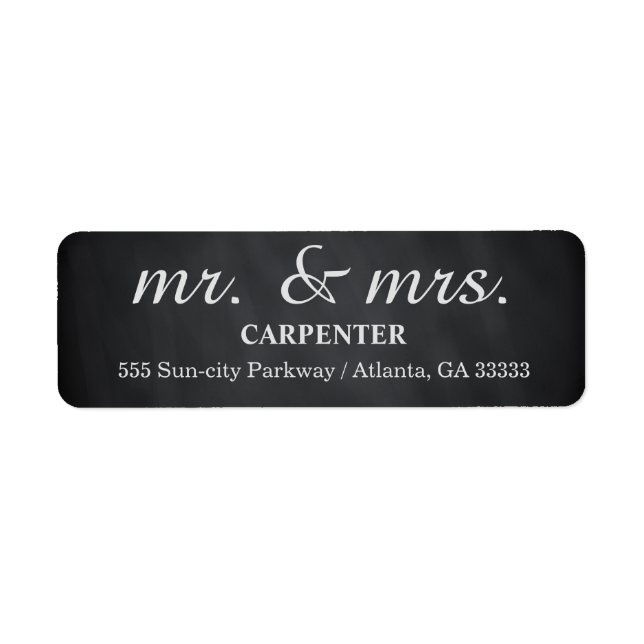 Black Chalk Board Mr. & Mrs Returadress Returadress Etikett (Framsidan)