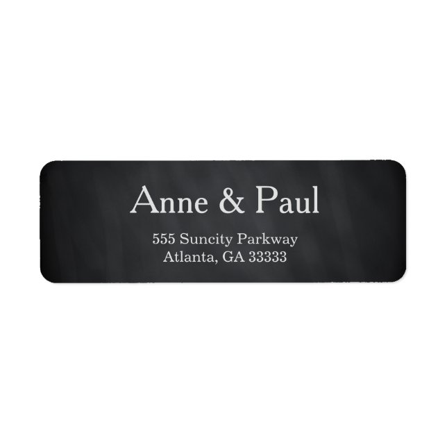 Black Chalk Board Weeding Adress Returadress Etikett (Framsidan)