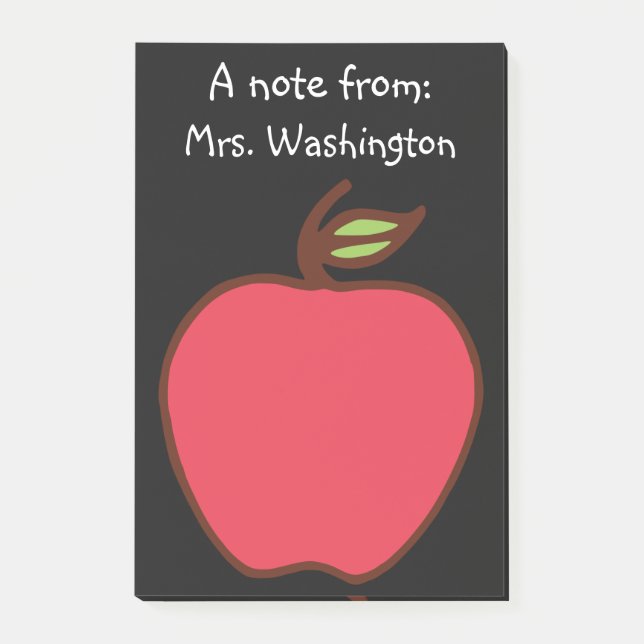 Black Chalkboard Apple Teacher's Post it Notes Post-it Block (Framsida)