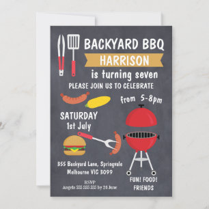 Black Chalkboard Backyard BBQ Birthday-inbjudan Inbjudningar
