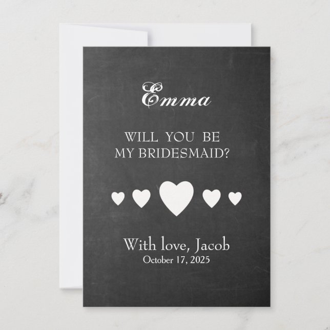 Black Chalkboard blir min Bridesmaid-inbjudan Inbjudningar (Framsida)