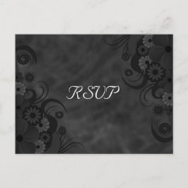 Black Chalkboard Blommigt Gothic OSA Reply Postcar Inbjudan Vykort