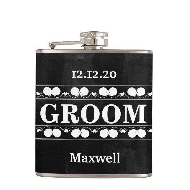 Black Chalkboard, Groomsman Bröllop Fickplunta (Framsidan)