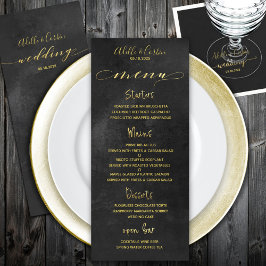 Black Chalkboard & Guld Calligraphy Bröllop Meny