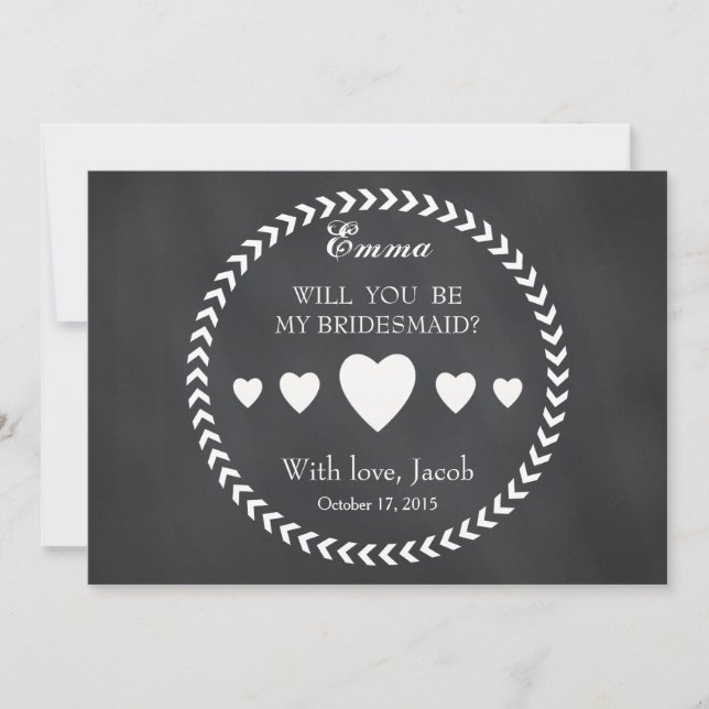 Black Chalkboard kommer du bli min bridesmaid Inbjudningar (Framsida)