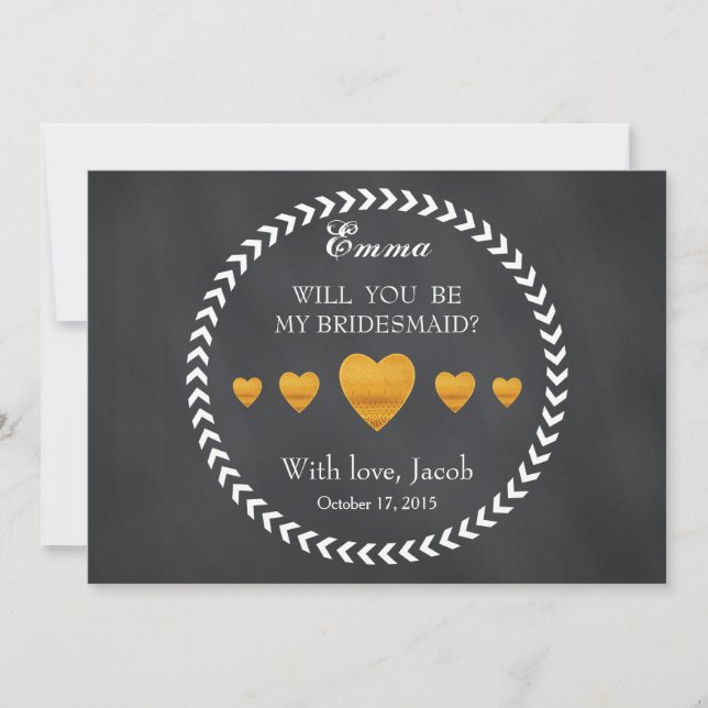 Black Chalkboard kommer du bli min bridesmaid Inbjudningar (Framsida)