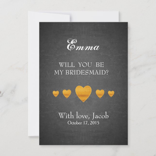 Black Chalkboard kommer du bli min bridesmaid Inbjudningar (Framsida)