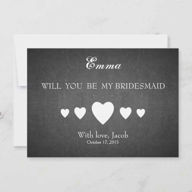Black Chalkboard kommer du bli min bridesmaid Inbjudningar (Framsida)