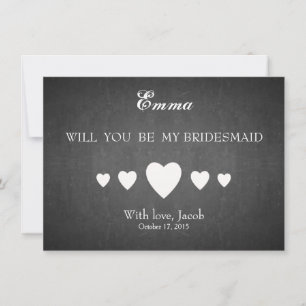 Black Chalkboard kommer du bli min bridesmaid Inbjudningar