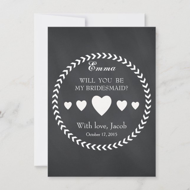 Black Chalkboard kommer du bli min bridesmaid Inbjudningar (Framsida)