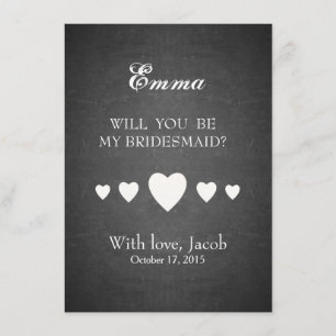 Black Chalkboard kommer du bli min bridesmaid Inbjudningar