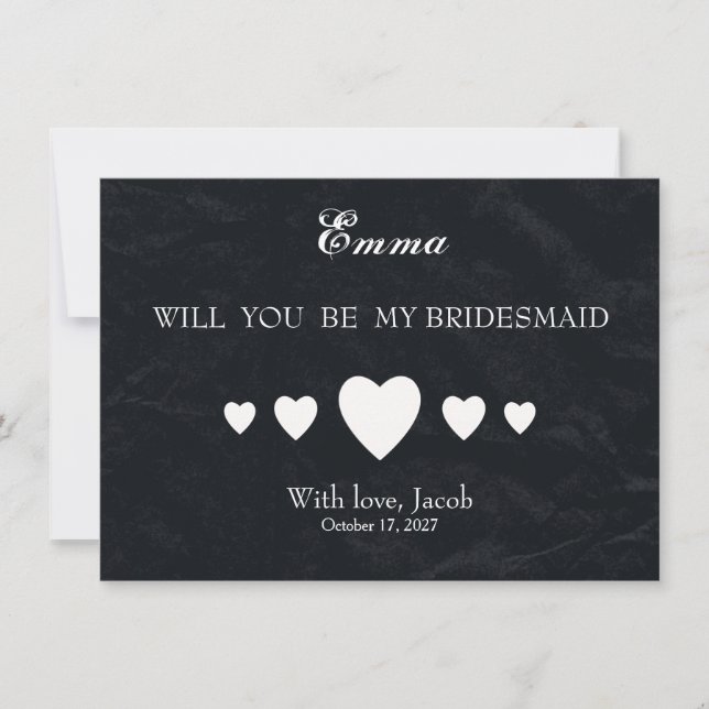 Black Chalkboard kommer du bli min bridesmaid Inbjudningar (Framsida)