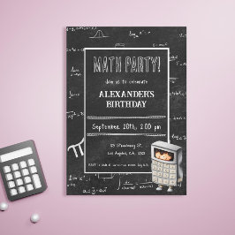 Black Chalkboard MaTemas Forms Kid Birthday Inbjudningar