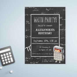 Black Chalkboard Math Formulas Calculator Birthday Inbjudningar