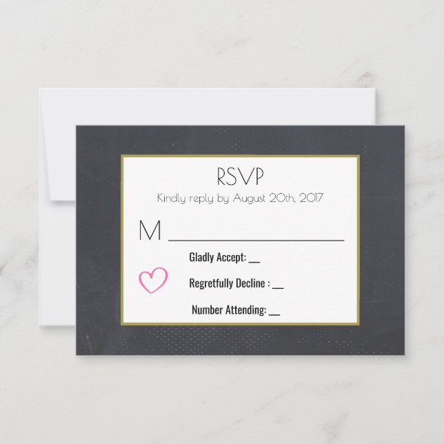 Black Chalkboard med Rosa Heart-OSA OSA Kort (Framsida)