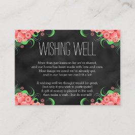 Black Chalkboard Rosa Blommigt Wishing-brunn Tilläggskort