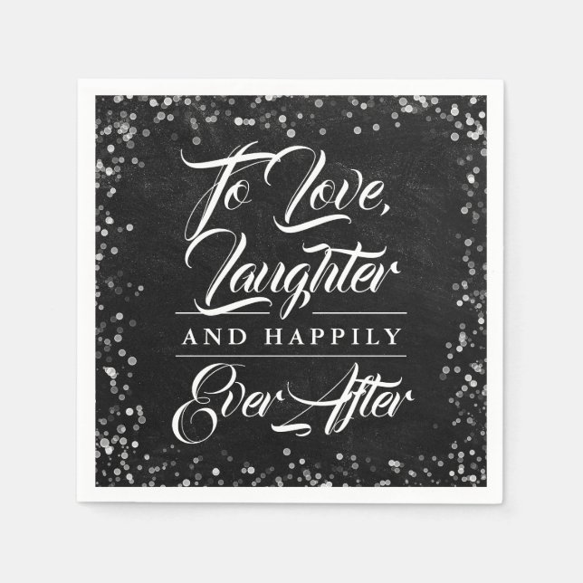 Black Chalkboard Rustic Happily Ever After Wedding Pappersservett (Framsidan)