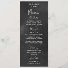Black Chalkboard Silver Finare Calligraphy Script Meny