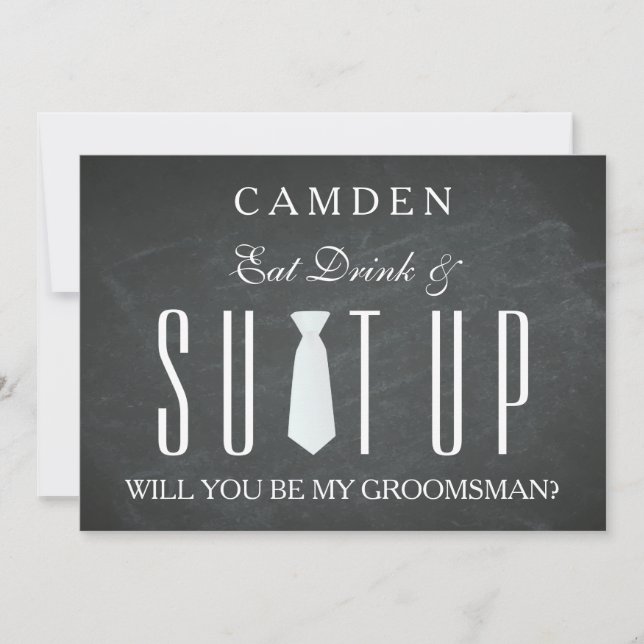 Black Chalkboard Suitup, kommer du att bli min gro Inbjudningar (Framsida)
