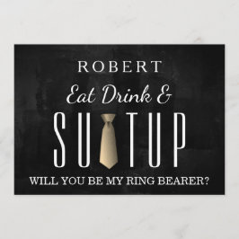 Black Chalkboard Suitup, kommer du att bli min rin Inbjudningar