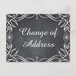 Black Chalkboard Swirl Snyggt Byte av adress Meddelande Vykort