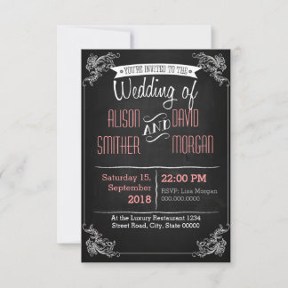 Black chalkboard wedding invitation inbjudningar