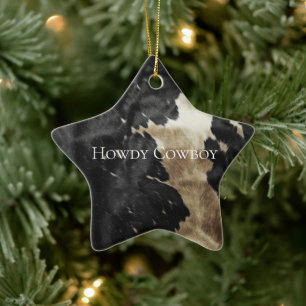 Black Champagne Guld Cowhide Julgransprydnad Keramik