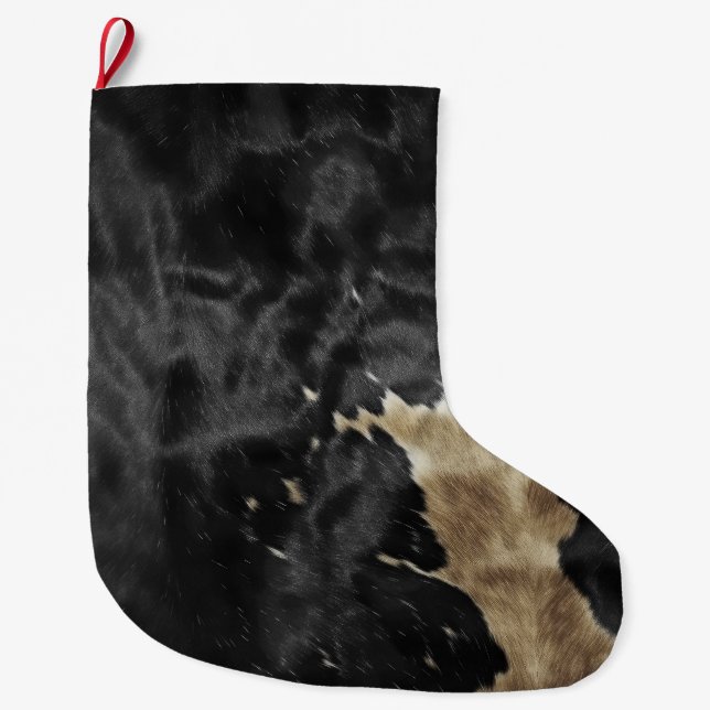 Black Champagne Guld Cowhide Stor Julstrumpa (Framsidan)