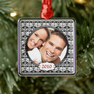 Black Chandelier Damask Photo jul Ornament