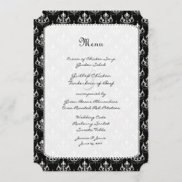 Black Chandelier Damask Wedding Menu Meny