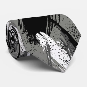 Black Charcol Grått White Camouflage Neck Tie Slips