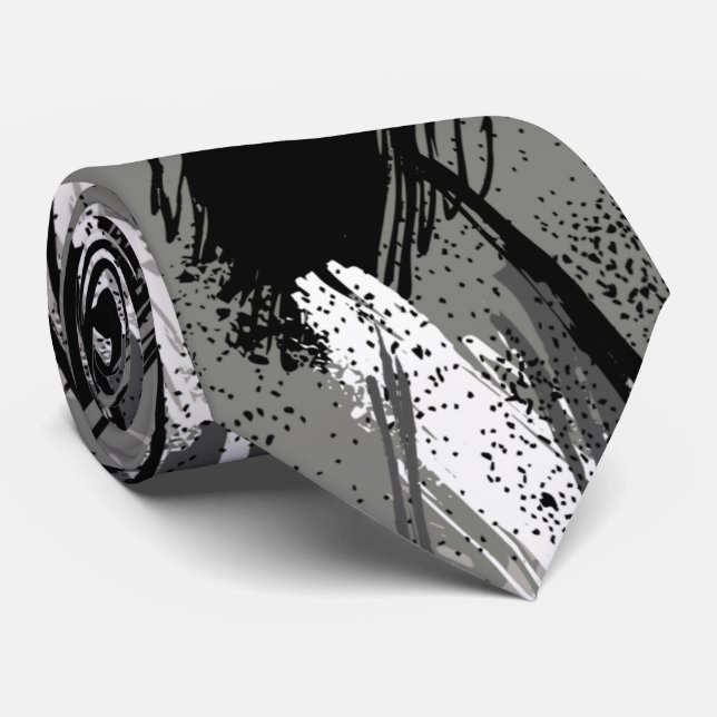 Black Charcol Grått White Camouflage Neck Tie Slips (Rullad)