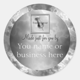 Black Charcol Marble personlig Round Runt Klistermärke