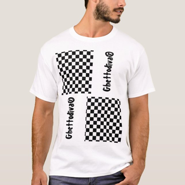 Black Check T Shirt av Ghettodiva ®️ (Framsida)