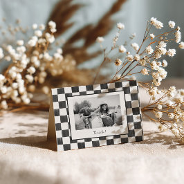 Black Checkerboard Personalized Photo Tack Kort