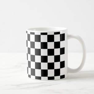 Black Checkered Mönster Kaffemugg