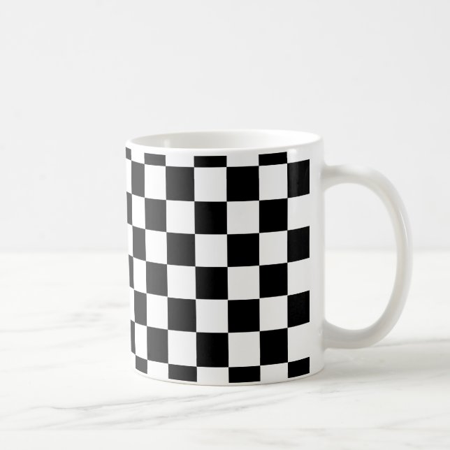 Black Checkered Mönster Kaffemugg (Höger)