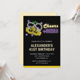 Black Cheers Beer Drinks 41:a födelsedagsinbjudan Inbjudningar