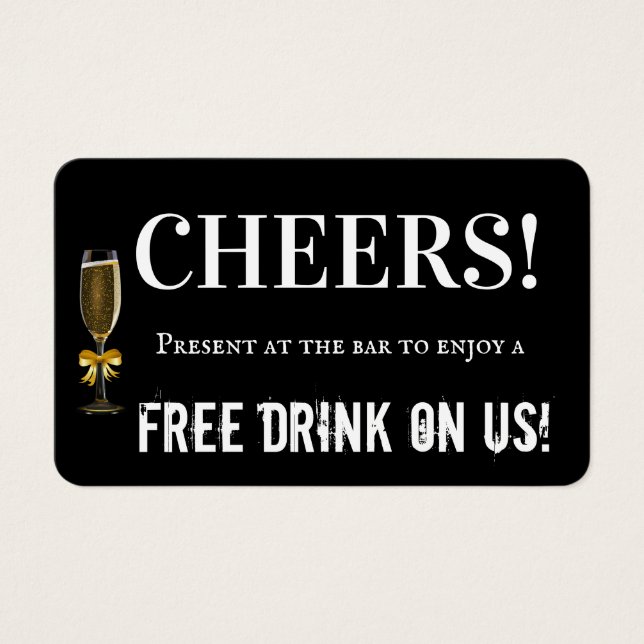 Black Cheers Bröllop Pub Drink Voucher Biljett (Framsida)