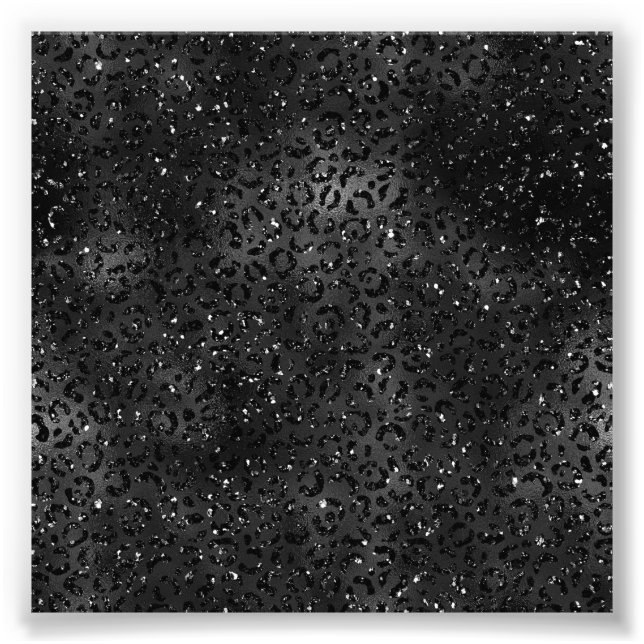 Black Cheetah Leopard Skin Print Mönster Animal Fototryck (Framsidan)